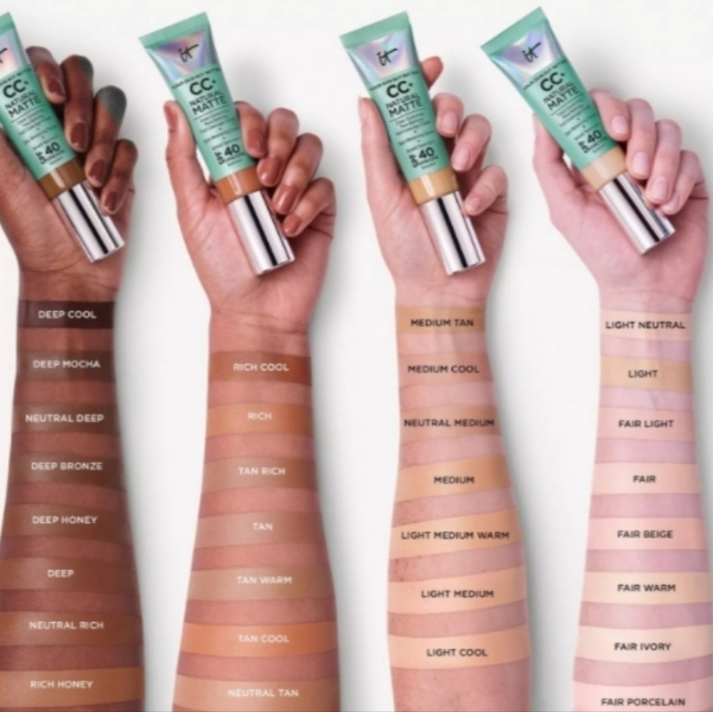 IT Cosmetics CC+ Oil-Free Matte Poreless Full Coverage Cream, Lt/Med SPF 40 NWOB - Picture 4 of 7